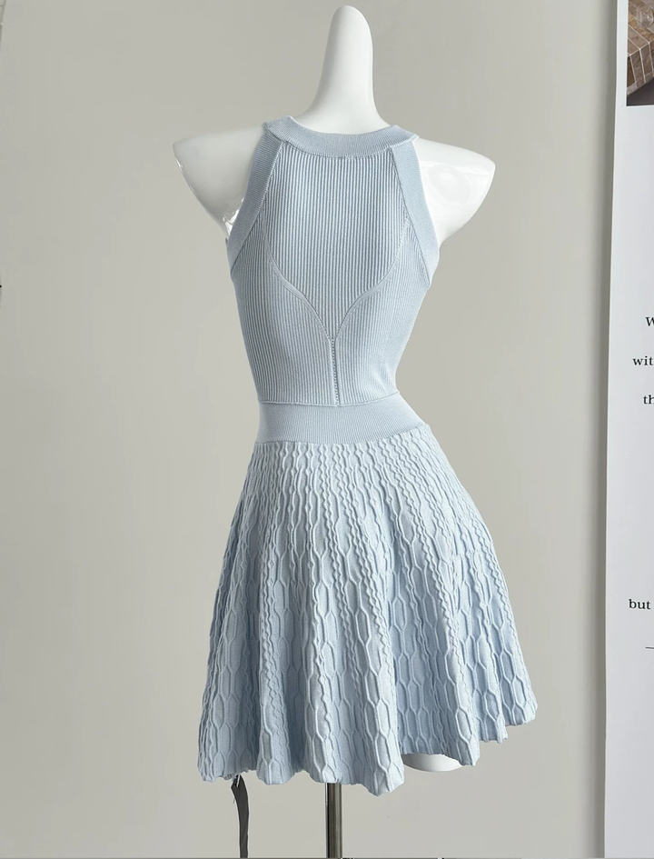 【dress】ホルターネックニットミニワンピース Q8545