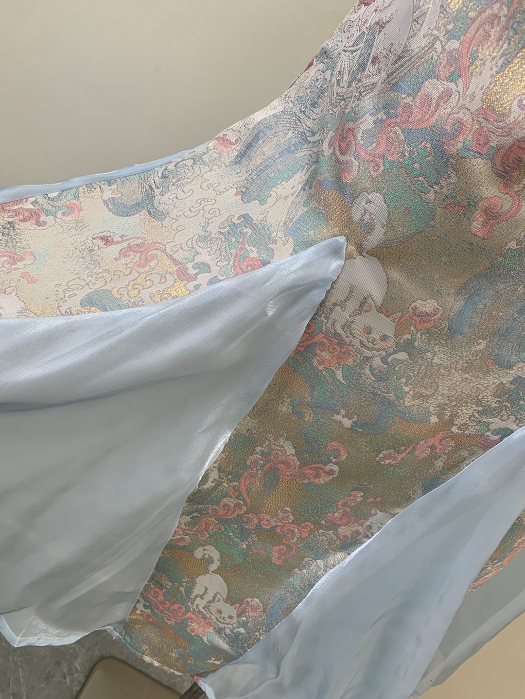 【dress】半袖サテンドッキングロングワンピース Q8542