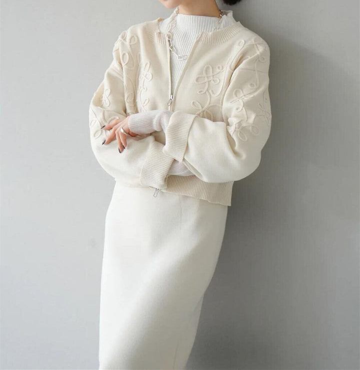 【set】ノーカラーショートジャケット×ロングスカートセット　N2751