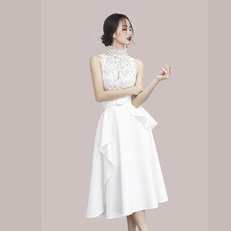 【dress】レース切り替えノースリーブワンピース　M30090