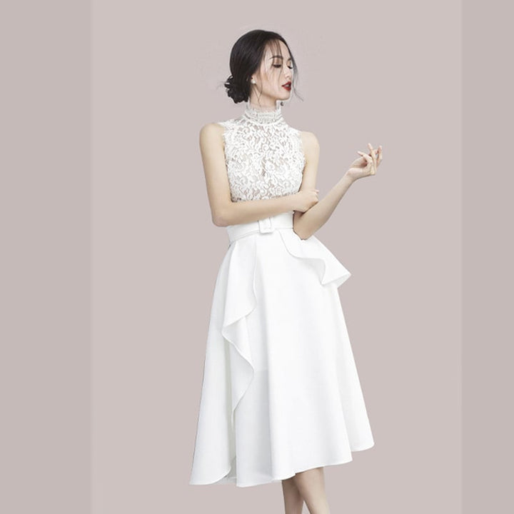 【dress】レース切り替えノースリーブワンピース　M30090