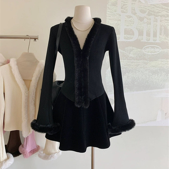 【tops】ファー付きニットトップス     N2169