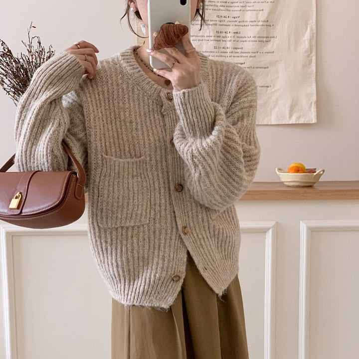 【outer】クルーネックニットカーデ　M18369