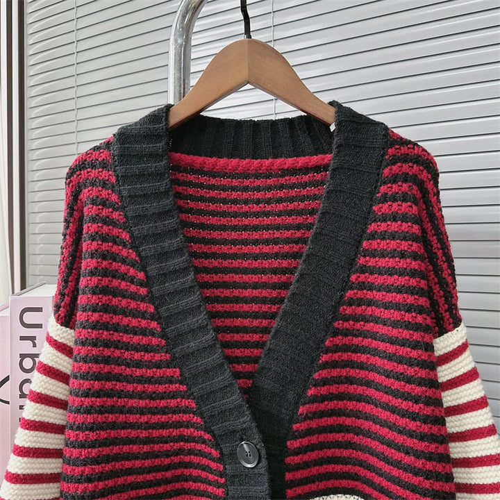 【outer】ボーダー柄ニットカーデ　M26888