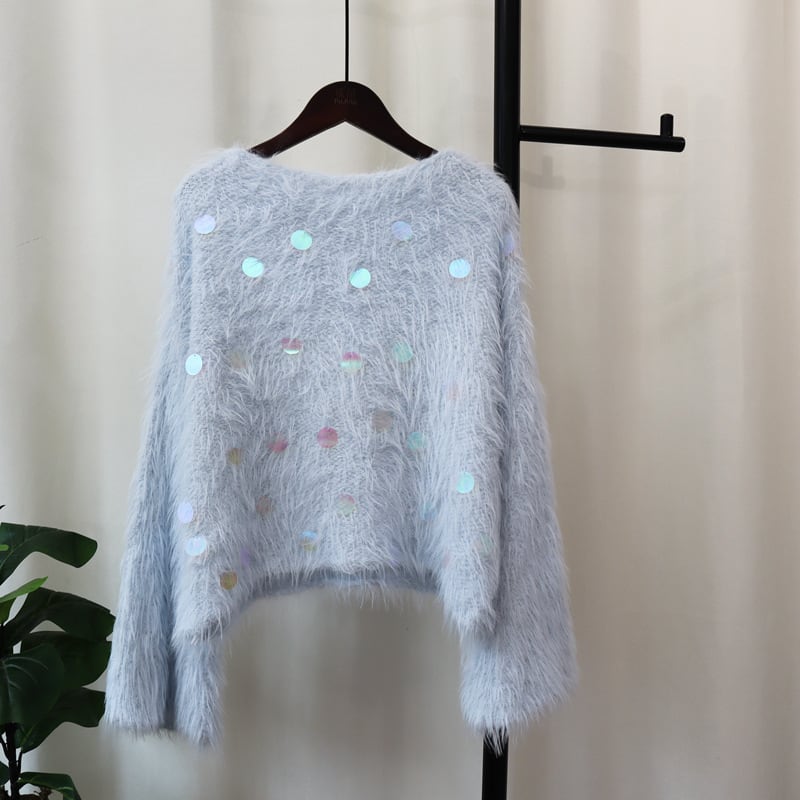 【tops】スパンコールニットセーター　M26709