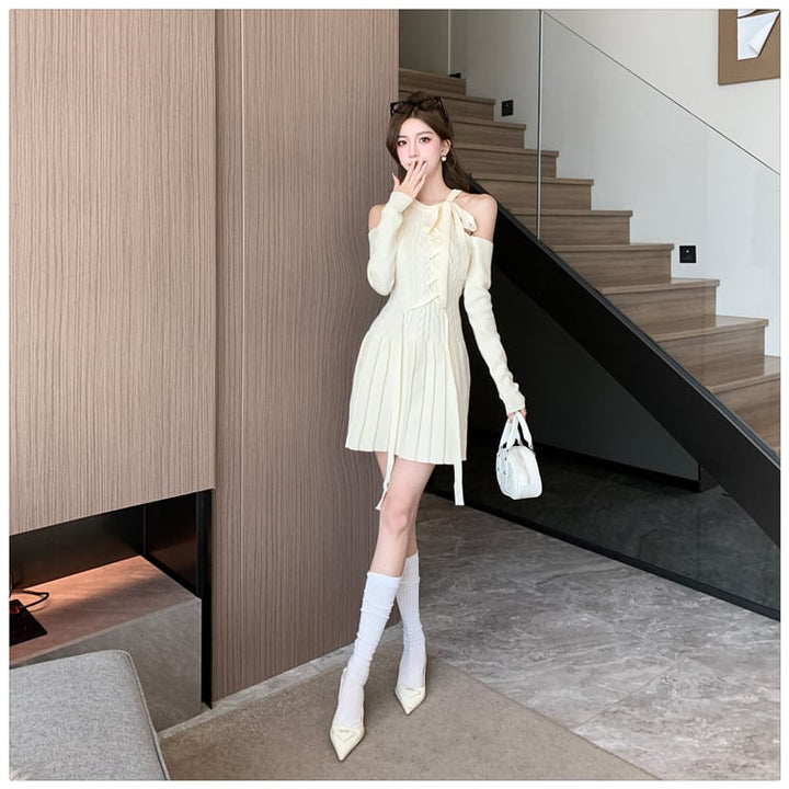 【dress】オフショルダーニットワンピース　M27465