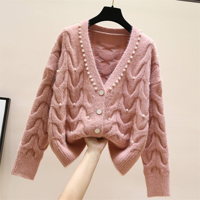 【outer】パールVネックニットカーディガン　M17941