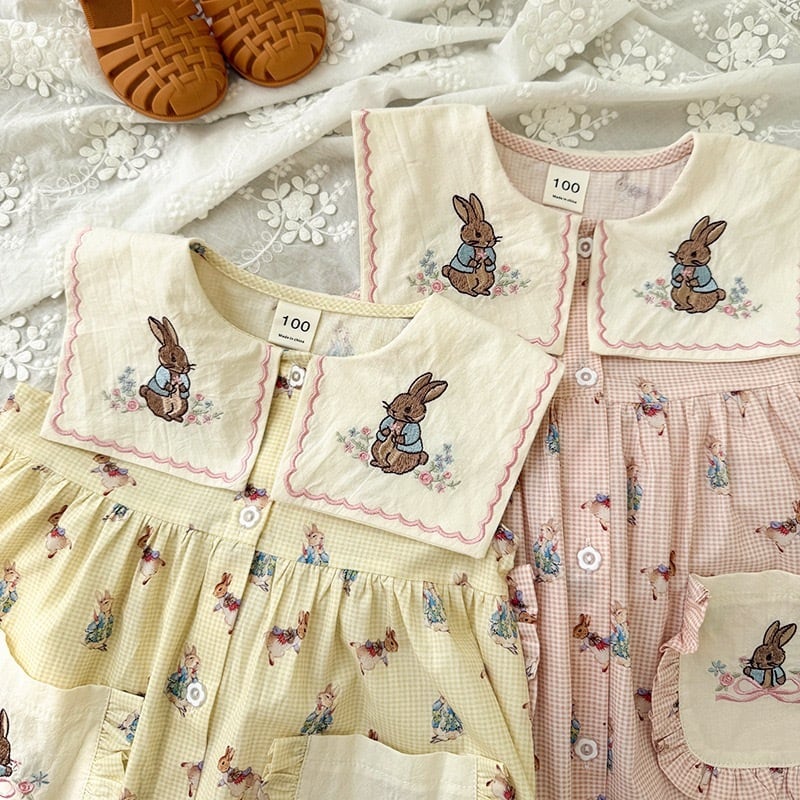 【kids】バニー刺繍ワンピース K0550
