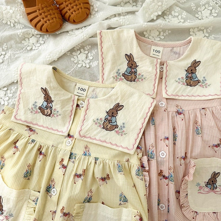 【kids】バニー刺繍ワンピース K0550