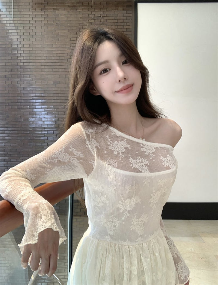 【dress】レース切り替えワンピース　M29873