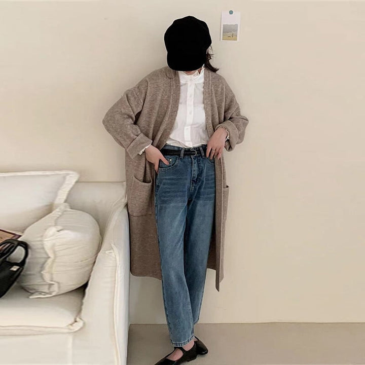 【outer】ロング丈Vネックニットカーディガン　M17734