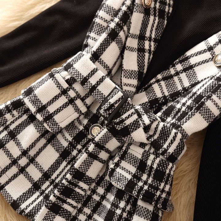 【tops】切り替えチェック柄トップス　N2067