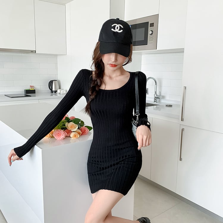 【dress】絶対欲しいボタンデザインニットワンピース　M17653