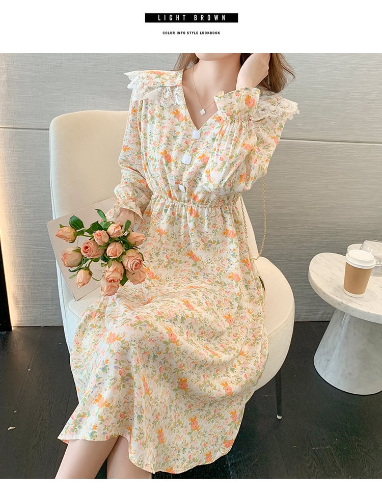 【dress】細身効果抜群♪スウィート花柄ワンピースオシャレ　M17017