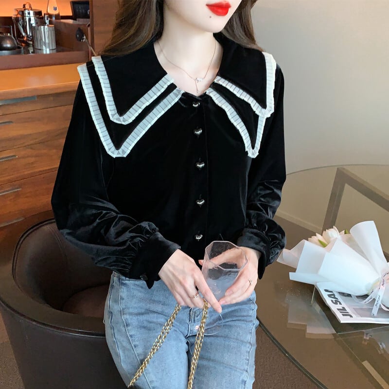 【tops】輝いて超人気 !  エレガントシャツトップス　M17333