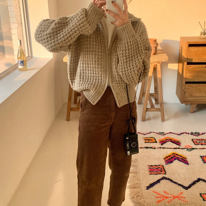 【outer】ファスナーニットカーデ　M26670