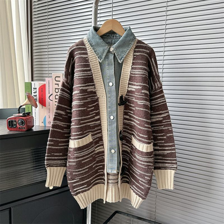 【outer】デニム切り替えニットカーデ　M18671