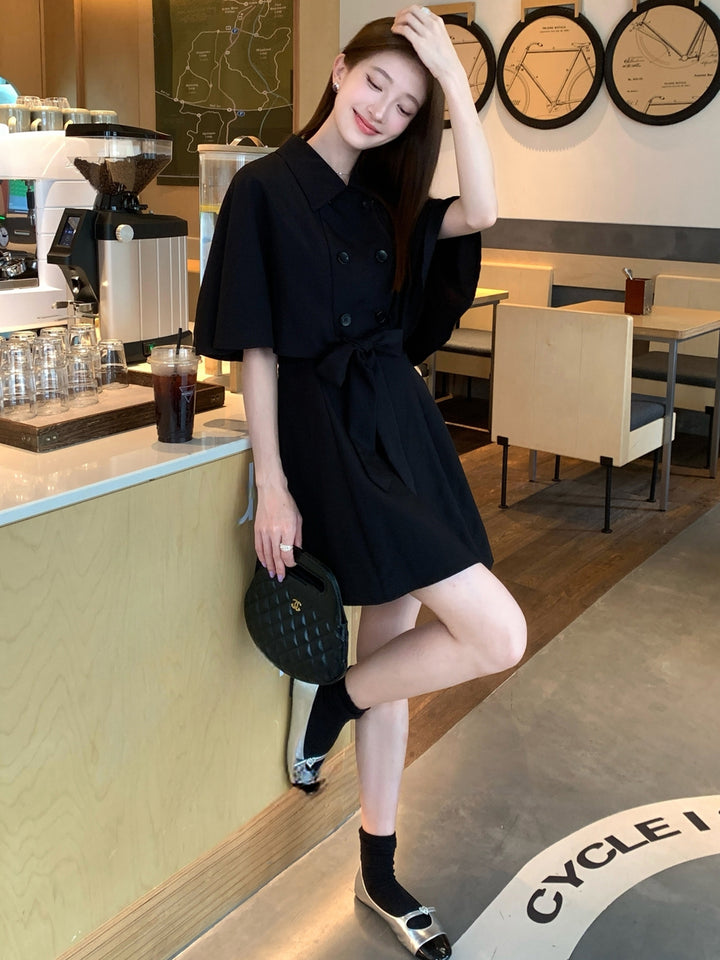 【dress】半袖ケープワンピース Q8963
