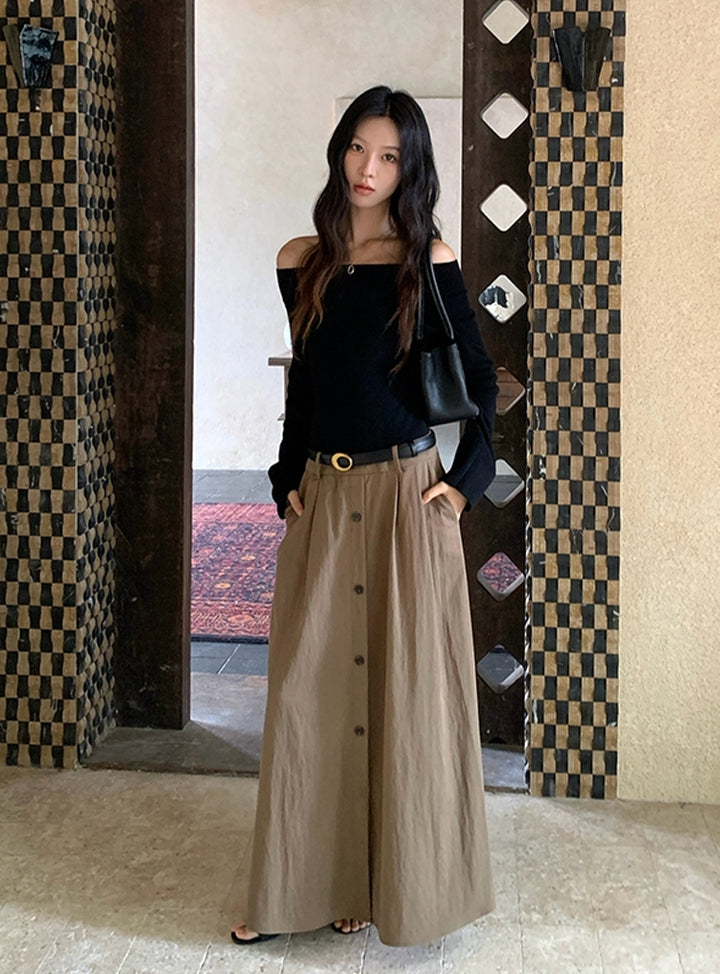 【dress】ベルト付きニットドッキングロングワンピース Q8926