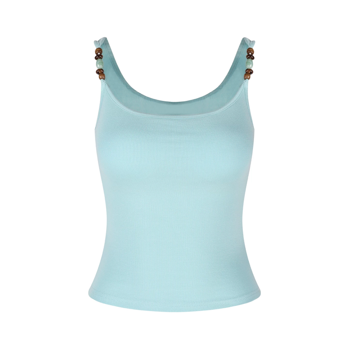 【tops】胸パット付きビーズショルダーキャミソール Q8573
