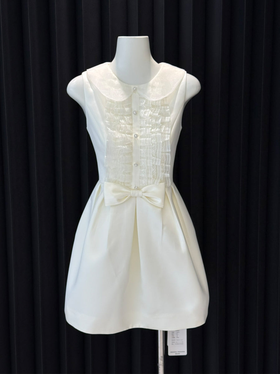 【dress】ノースリーブレースギャザーフリルワンピース Q8700
