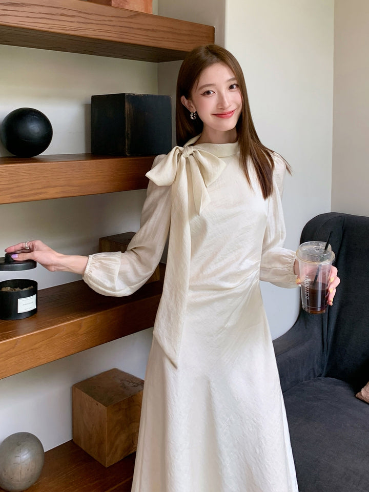 【dress】リボン付きロングワンピース Q8961