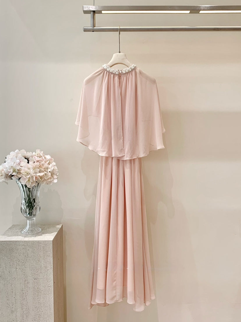 【dress】パール付きロングワンピース Q8684