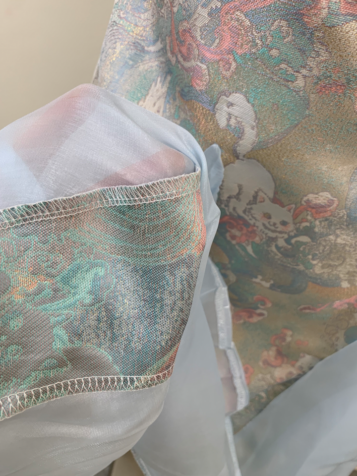 【dress】半袖サテンドッキングロングワンピース Q8542
