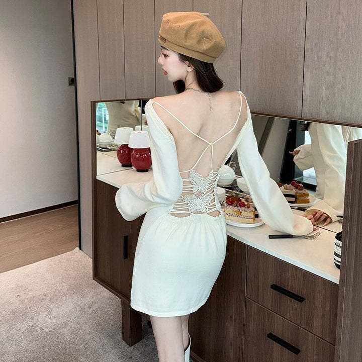 【dress】バックレスニットワンピース　M28110