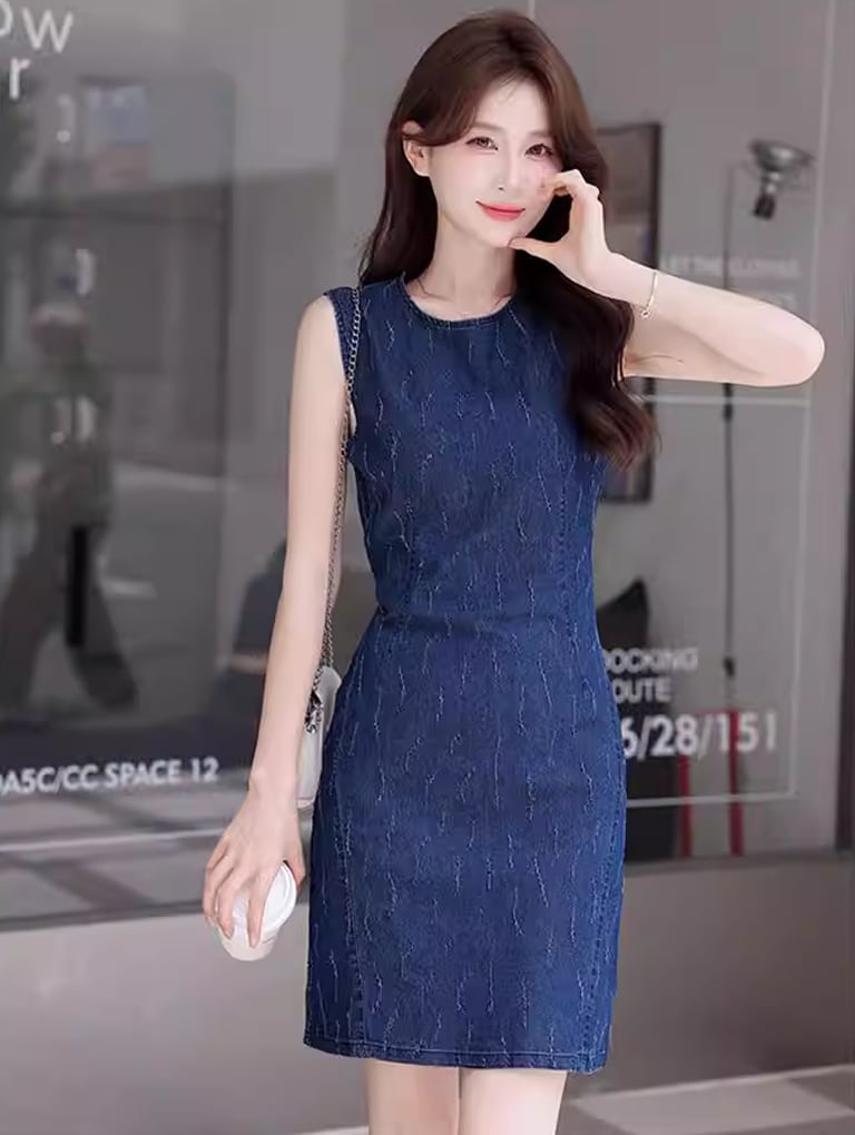 【dress】デニムベストワンピース Q8418
