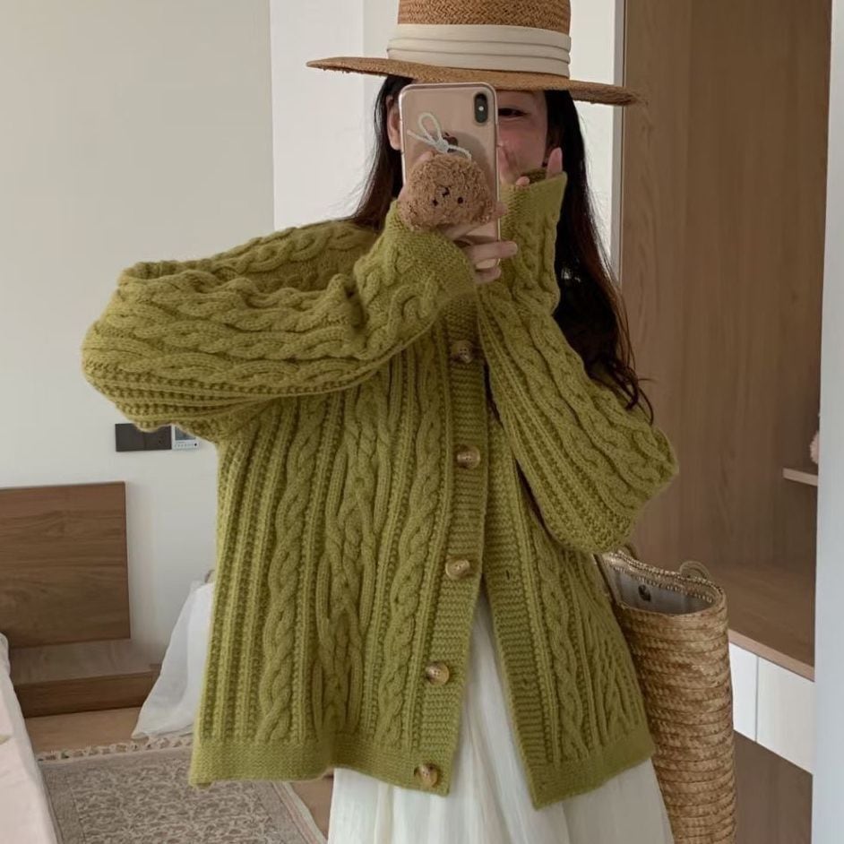 【outer】クルーネックニットカーデ　M18194