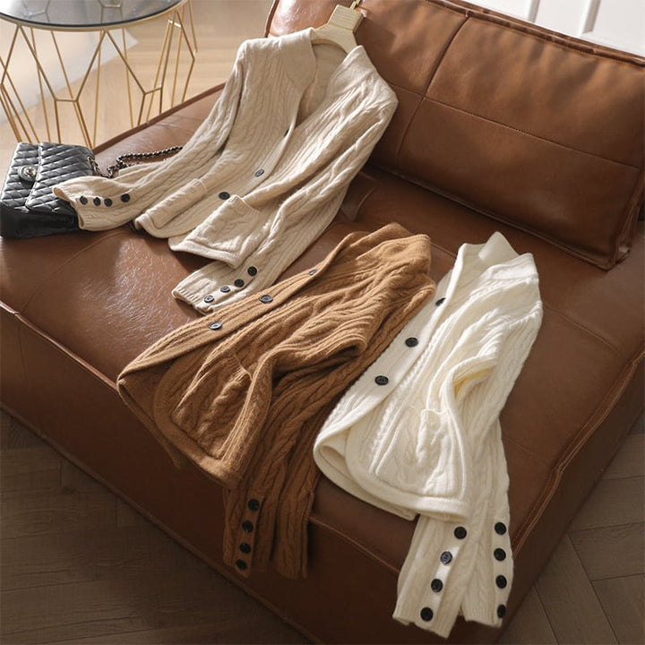 【outer】ボタンデザインニットカーデ　M25854