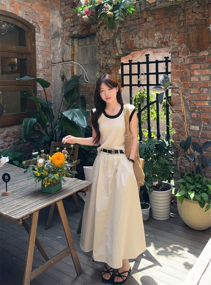 【set】ニットTシャツスカートセット　M23993