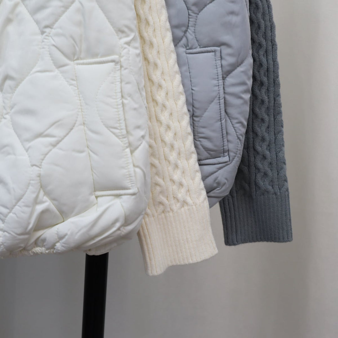 【outer】棉コートドッキングニットカーデ　M18242
