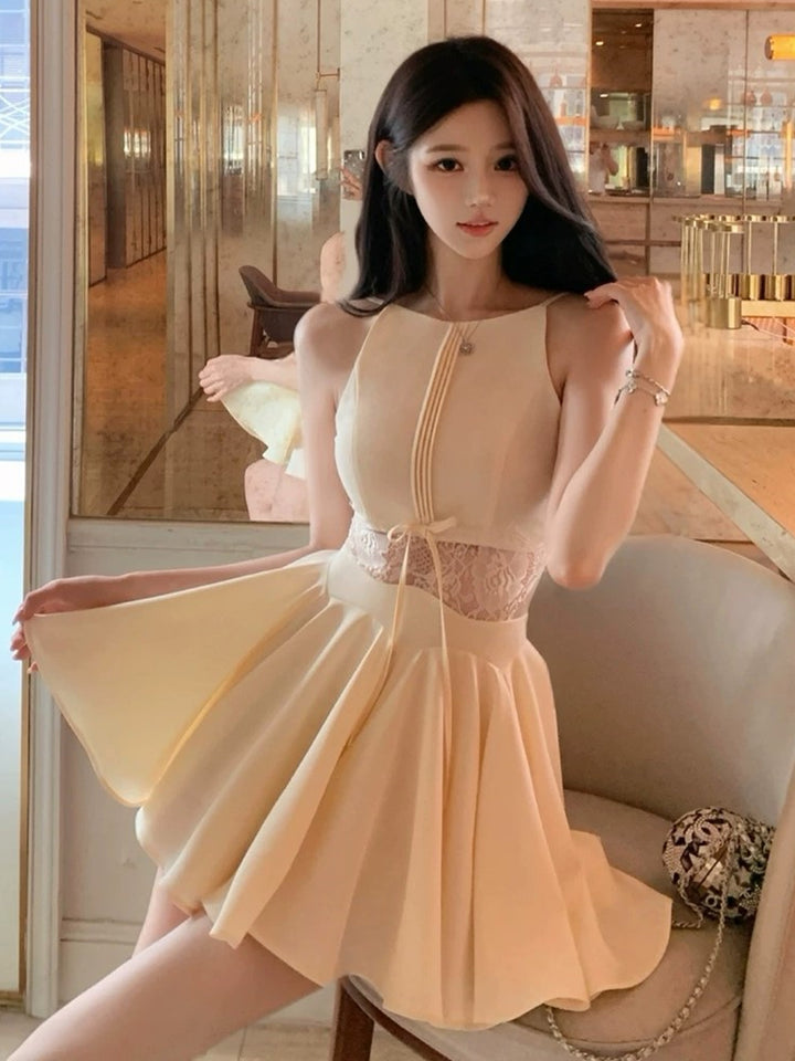 【dress】レースドッキングミニワンピース Q8681