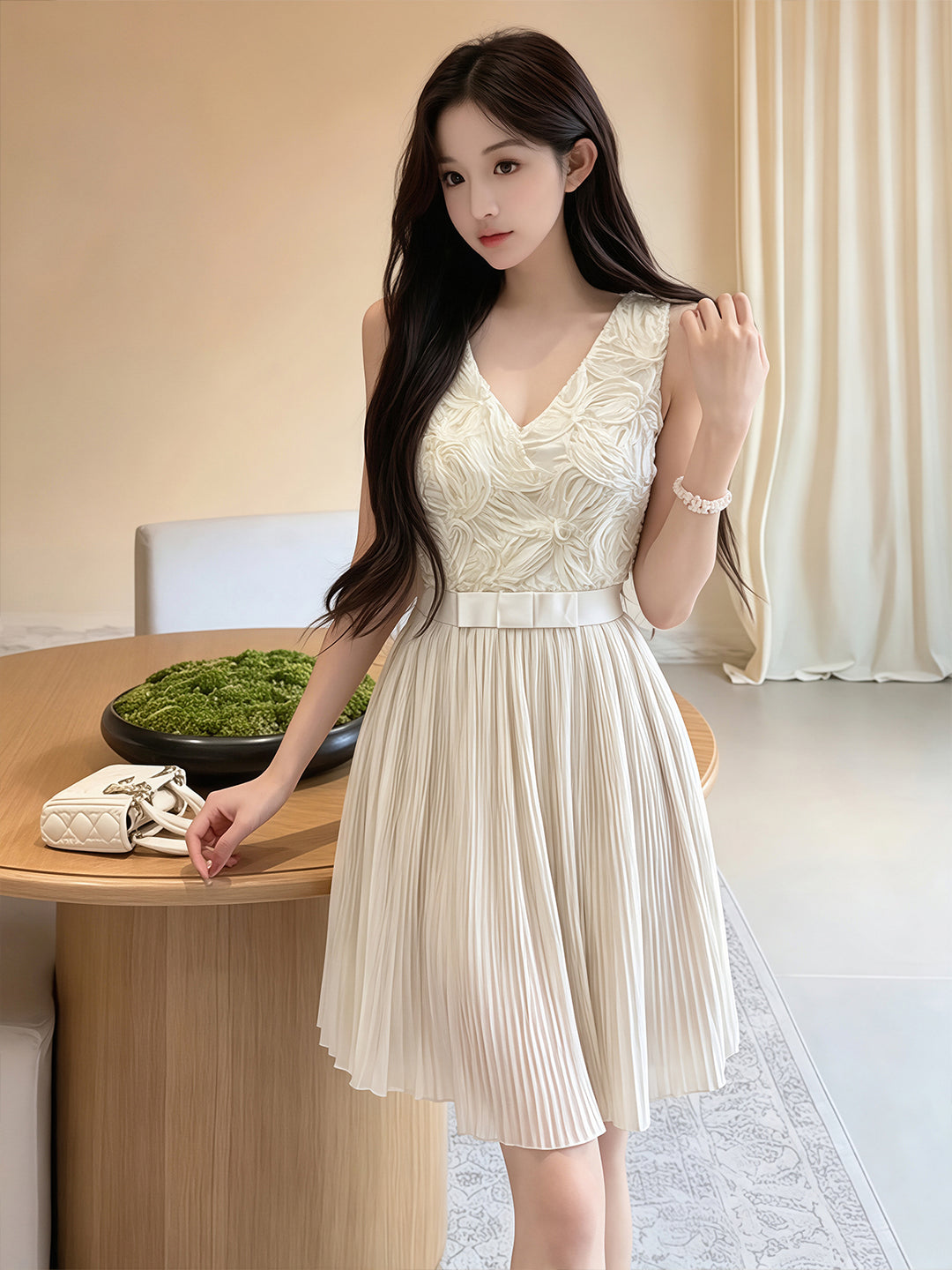 【dress】レースドッキングベストワンピース Q8690