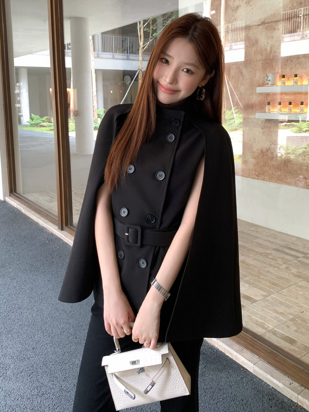 【outer】2色展開ケープコート Q8986