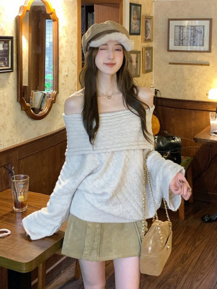 【tops】オフショルダーニットトップス Q9271