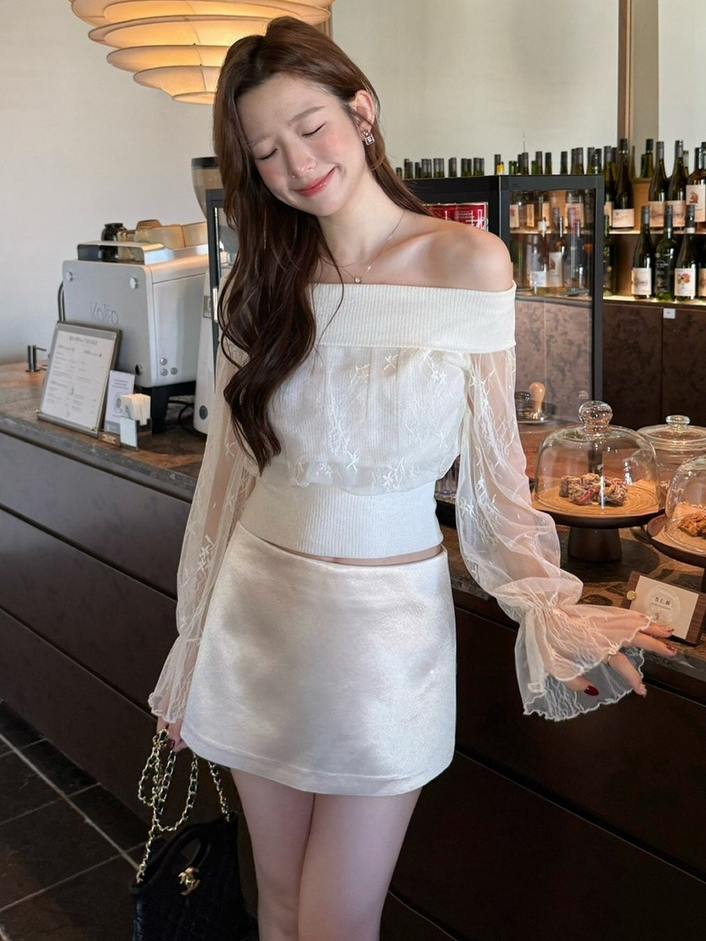 【tops】レースドッキングニットトップス Q9104
