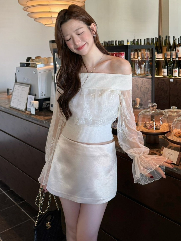 【tops】レースドッキングニットトップス Q9104