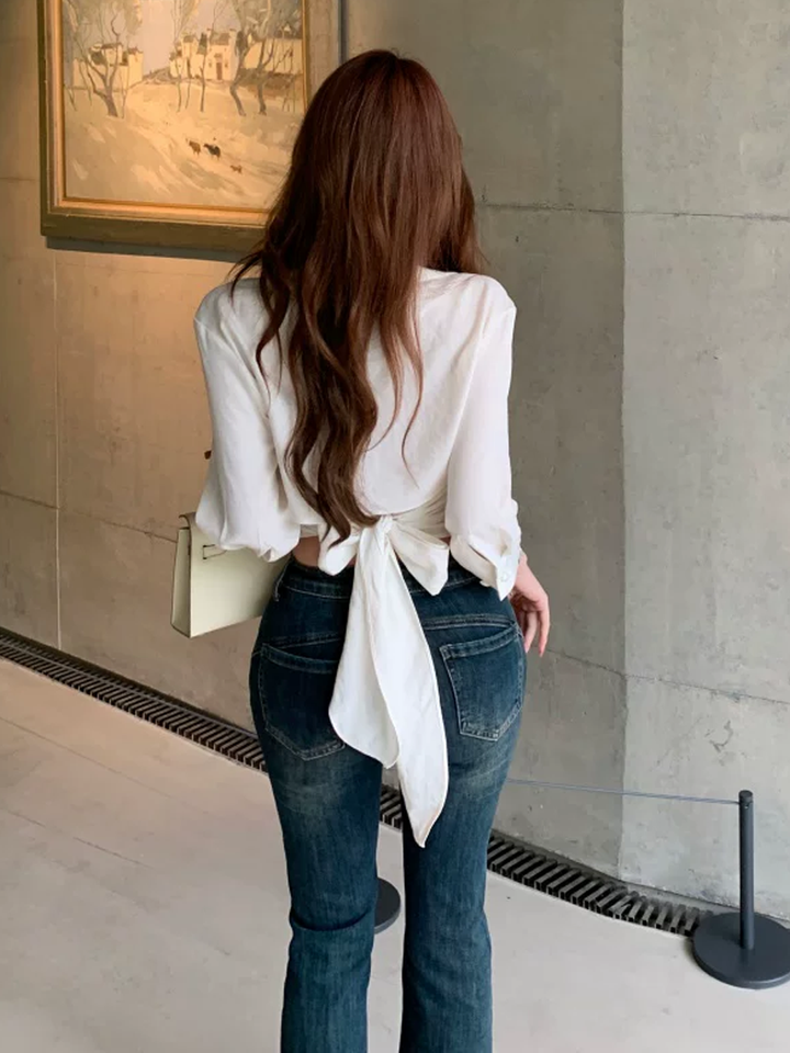 【tops】バックリボンシャツ Q8558