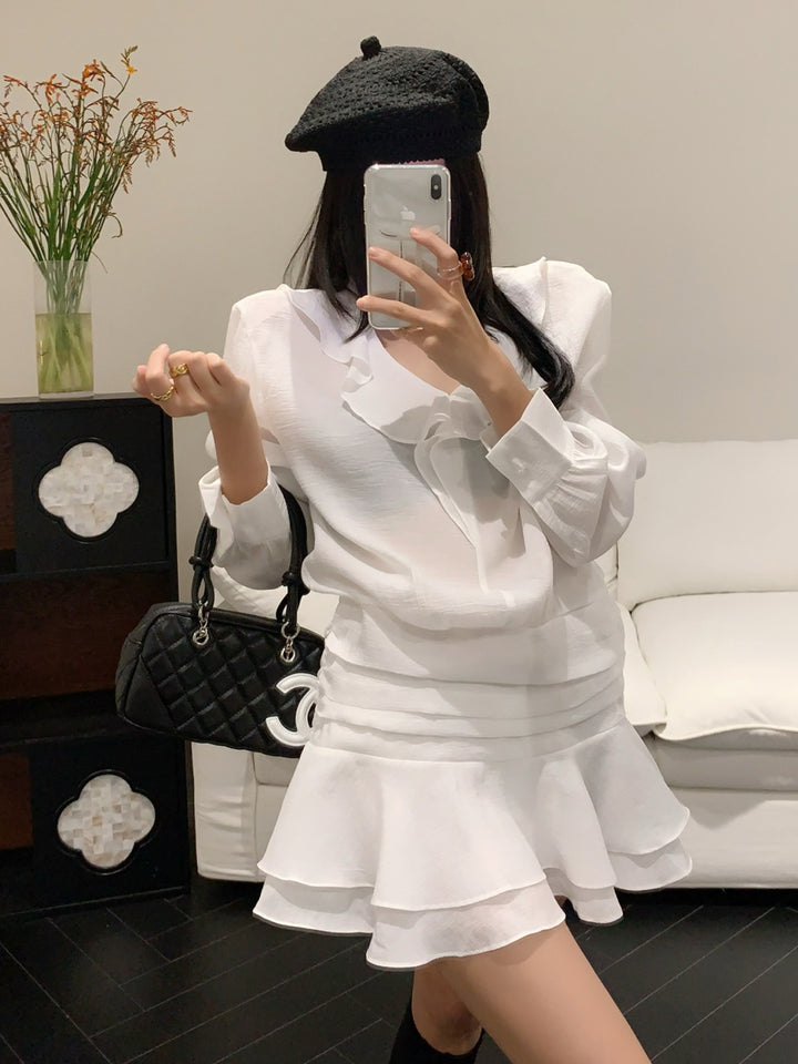 【dress】フリルカラーミニワンピース Q9014