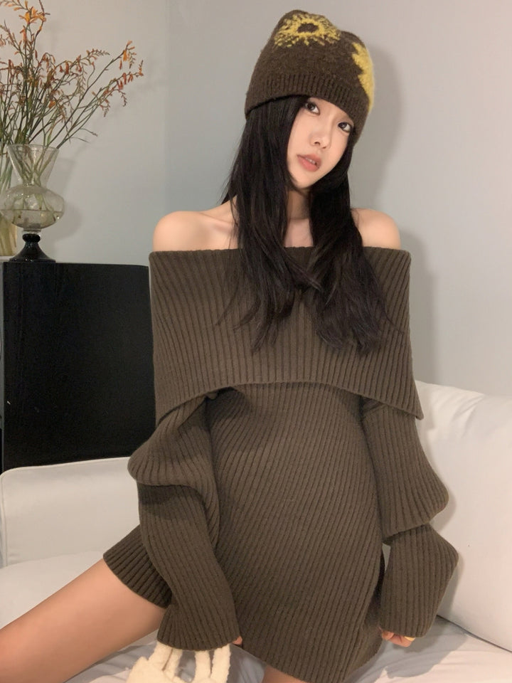 【tops】オフショルダーニットトップス Q9224