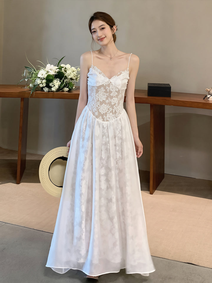 【dress】レースドッキングロングキャミワンピース Q8659