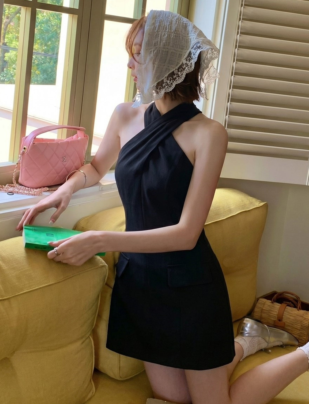 【dress】クロスネックミニワンピース Q8686