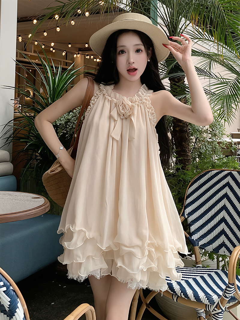 【dress】ノースリーブギャザーフリルミニワンピース Q8631
