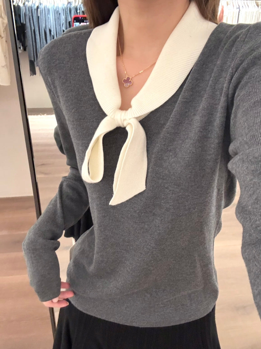 【tops】スカーフネックニットトップス Q9150