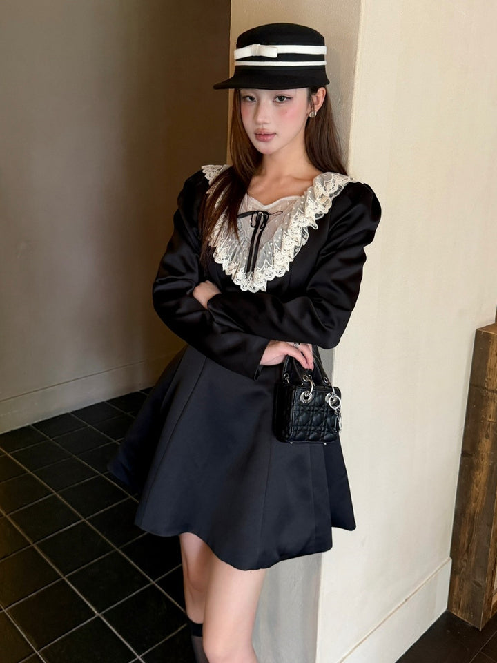 【dress】レースドッキングワンピース Q9080