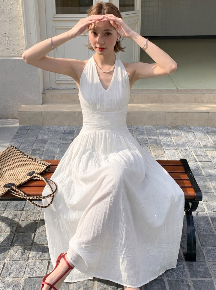 【dress】ノースリーブAラインロングワンピース Q8673