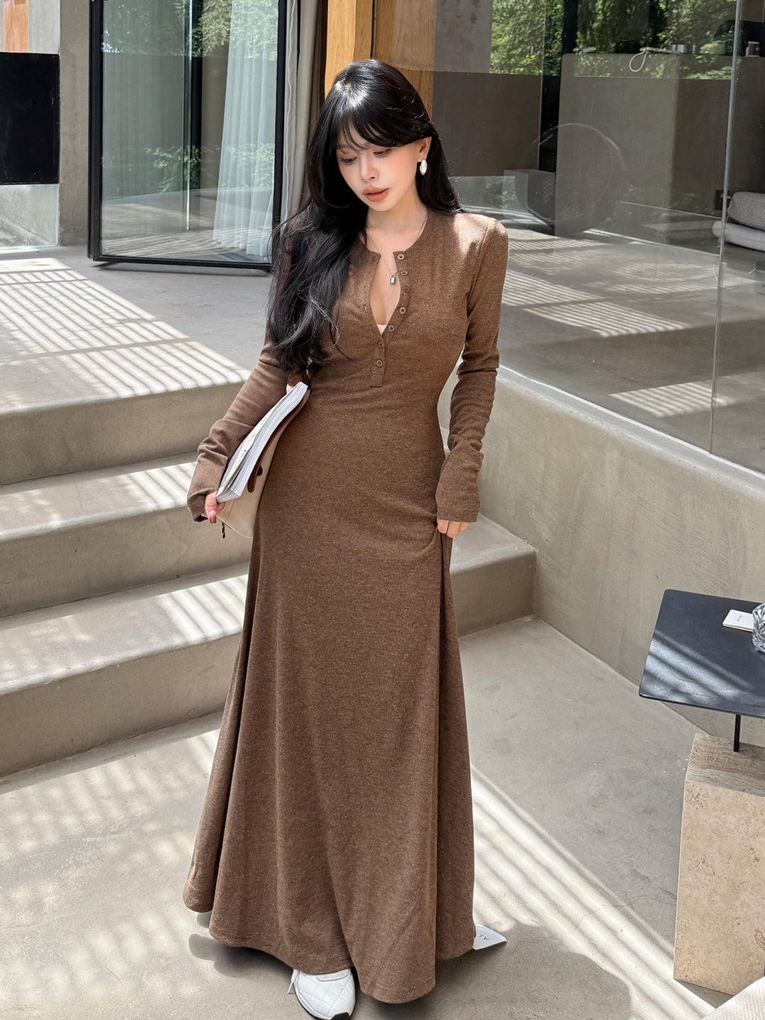 【dress】ロングニットワンピース Q9221